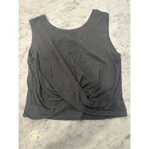 Sleeveless Twist Front Cover Tank Top Size Medium Jersey Crop Shirt grey CORE 10